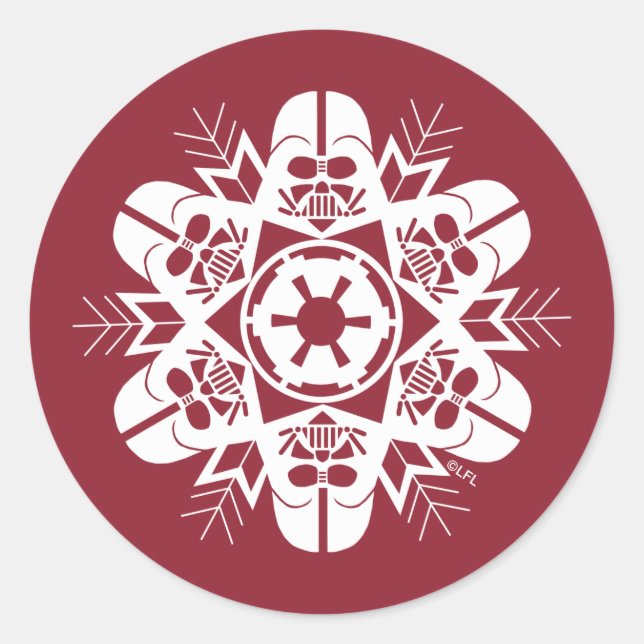 Darth Vader Snowflake Design Classic Round Sticker (Front)
