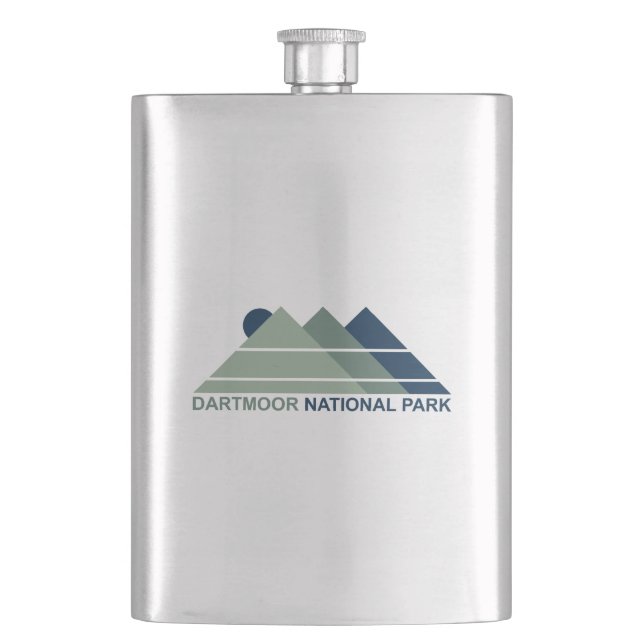 Dartmoor National Park Mountain Sun Hip Flask (Front)