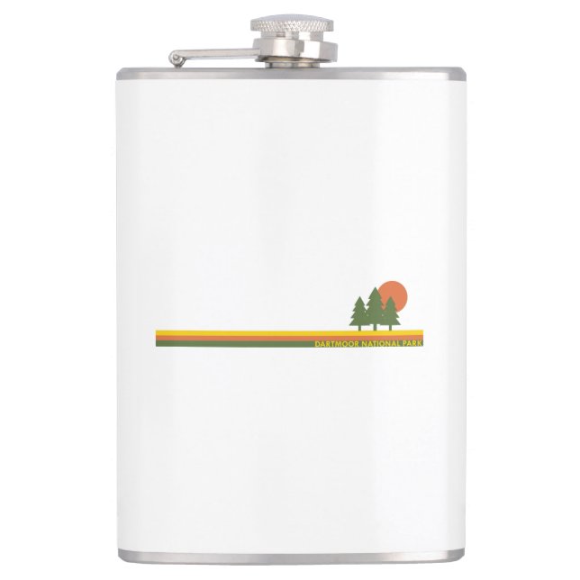 Dartmoor National Park Pine Trees Sun Hip Flask (Front)