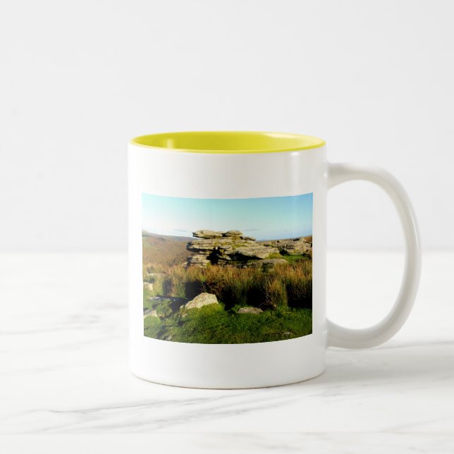 Dartmoor tor in autumn Two-Tone coffee mug (Right)