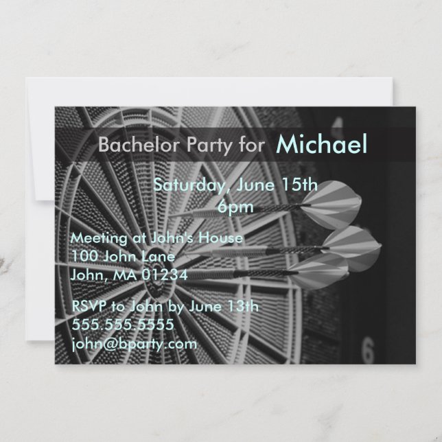 Darts Bachelor Fête Cartes d'invitation (Devant)