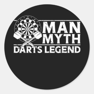 Darts Board Dad Father Vintage Retro Man Myth Classic Round Sticker