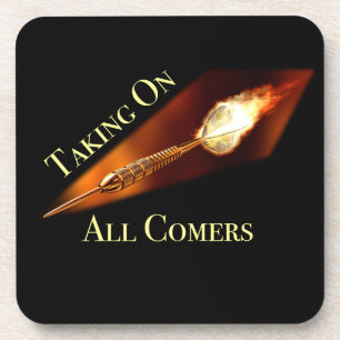 Darts Champion Taking on All Comers Coaster