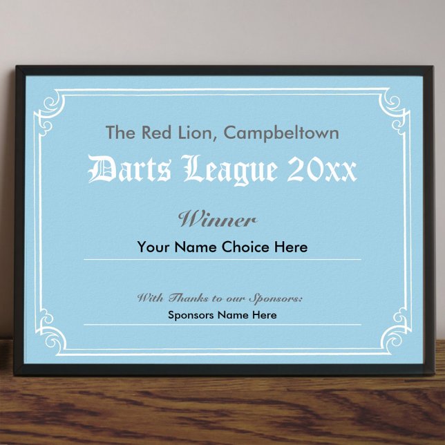 Darts Competition Winner's Certificate Poster (Creator Uploaded)