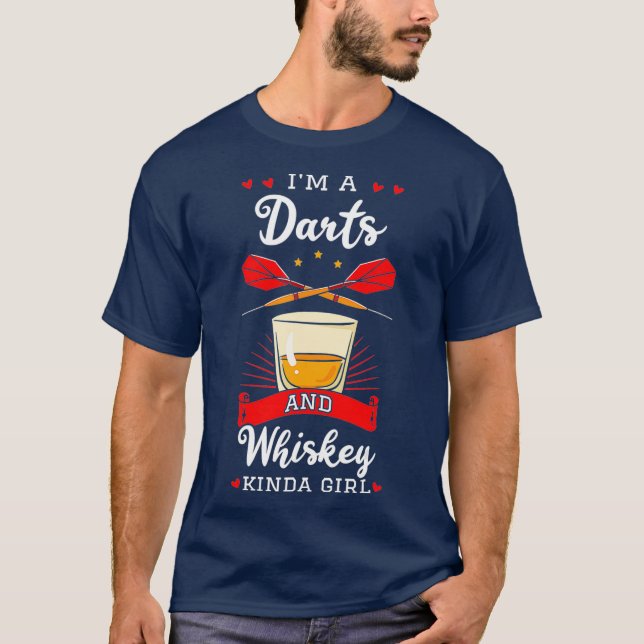 Darts Dart-Throwing Bullseye Dartist Whiskey T-Shirt (Front)