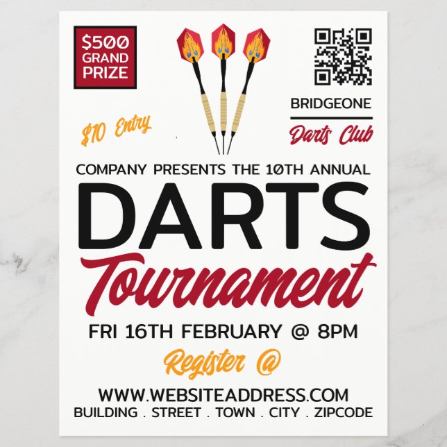 Darts Design, Darts Tournament Advertising Flyer (Front)