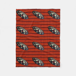 Darts Destination Bullseye On Red Tartan Print, Fleece Blanket