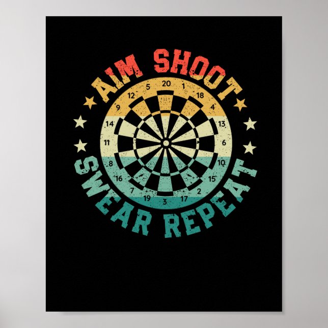 Darts funny darts problems dartboard aiming poster (Front)