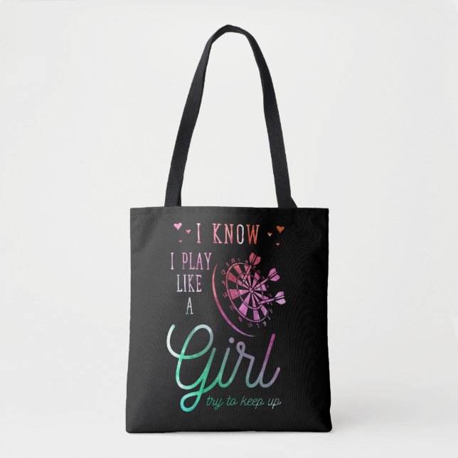 Darts Girl Cute Dart Lover Dartboard Woman Tote Bag (Front)