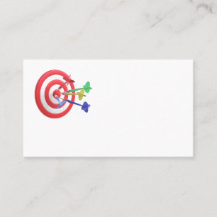 Darts hitting the centre of dartboard business card