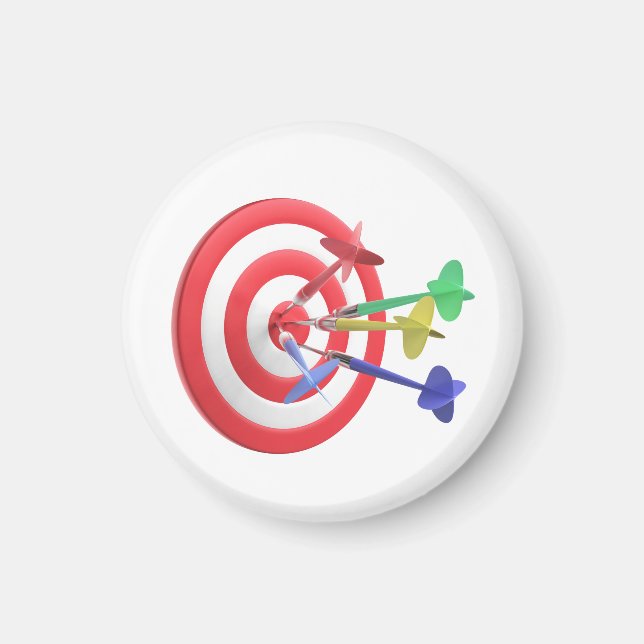 Darts hitting the centre of dartboard magnet (Front)