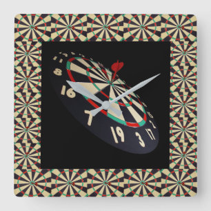 Darts How To Play, Hit The Dartboard, Square Wall Clock