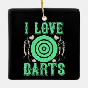 Darts - I Love Darts Ceramic Ornament