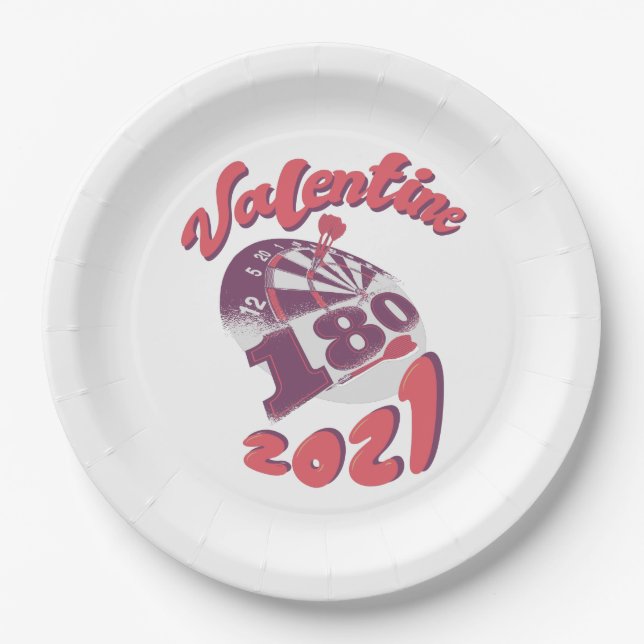 Darts is my Valentine 2021 Paper Plate (Front)