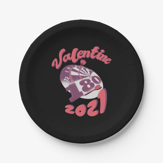 Darts is my Valentine 2021 Paper Plate (Front)