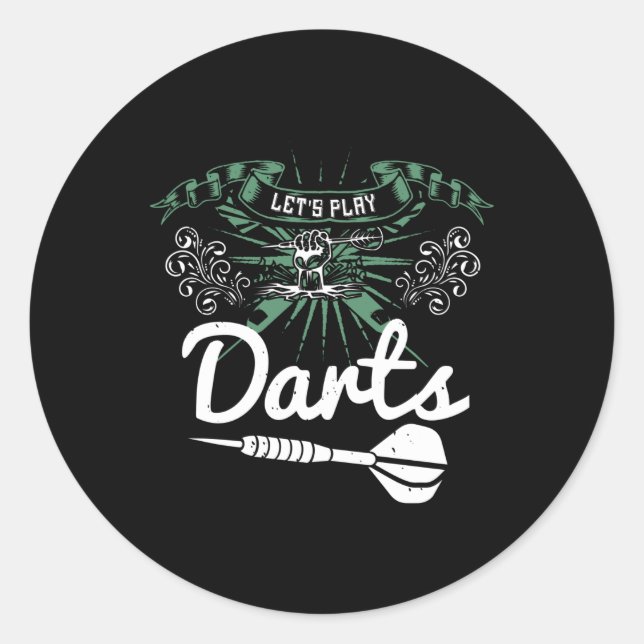 Darts - Let's Play Darts Classic Round Sticker (Front)