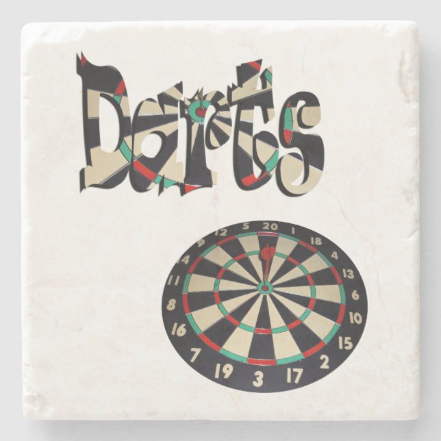 Darts Logo And Dartboard, Stone Coaster (Front)