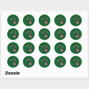 Darts Logo With Dartboard, Classic Round Sticker