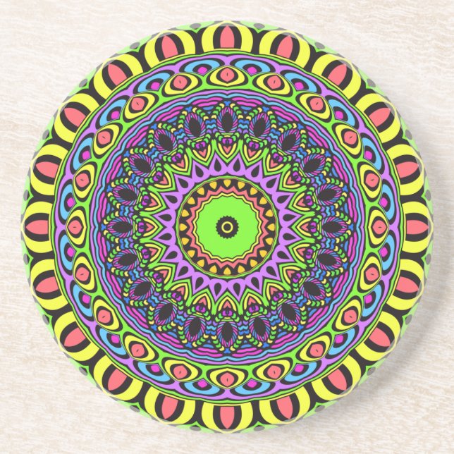 DARTs Mandala - neon 1 Coaster (Front)