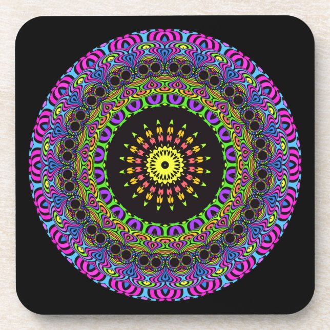Darts Mandala - neon 2 Coaster (Front)
