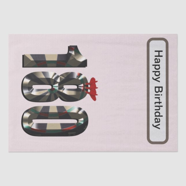 Darts Perfect Score 180, Birthday Tissue Paper (Front)