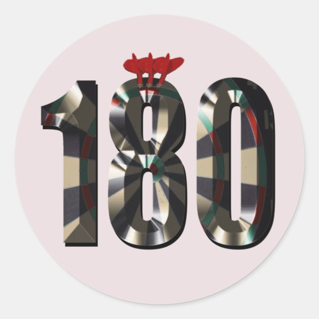 Darts Perfect Score One Hundred And Eighty, Classic Round Sticker (Front)
