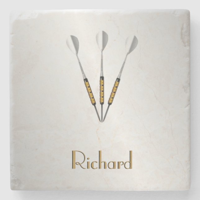 Darts Personalized / Monogram Stone Coaster (Front)