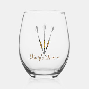 Darts Personalized Stemless Wine Glass