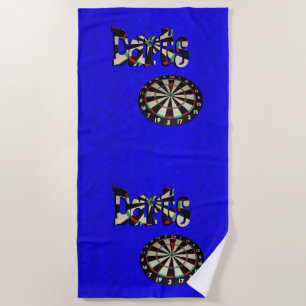 Darts Picture Logo With A Dartboard, Beach Towel