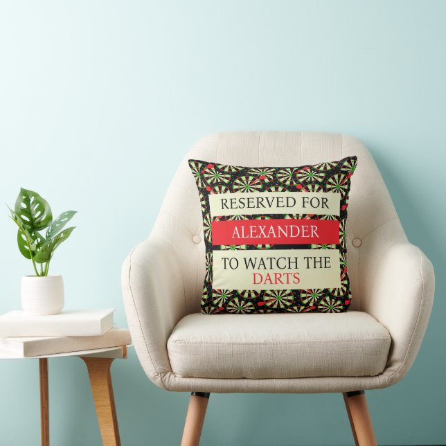 Darts Player Darts Match Reserved Seat Throw Pillow (Chair)