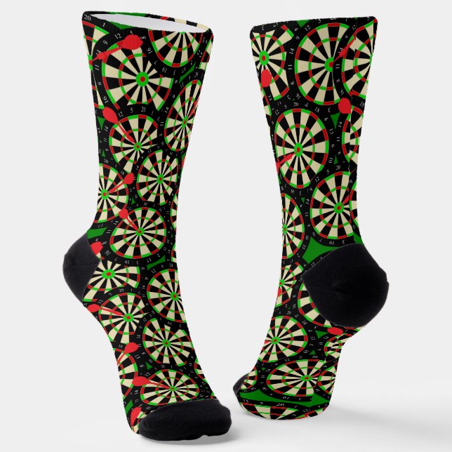 Darts Player Novelty Dartboard Patterned Socks (Angled)