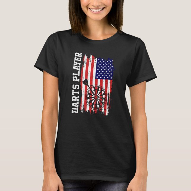 Darts Player USA American Flag T-Shirt (Front)