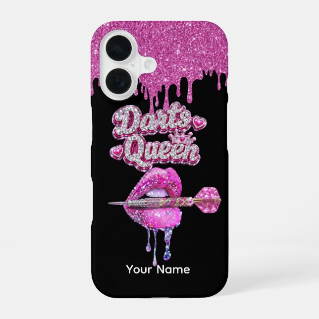 Darts Queen Glitter Pink Drip Phone Case (Back)