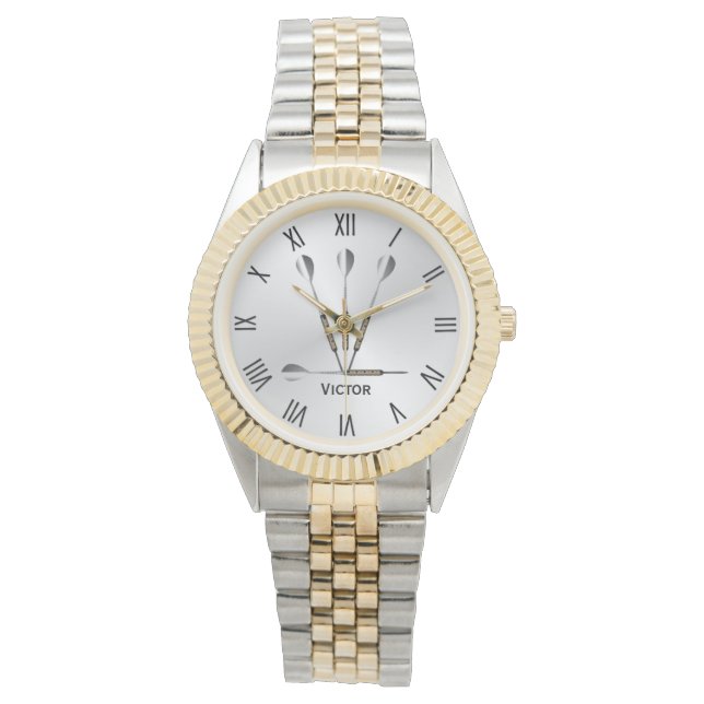 Darts Silver Personalized Name Watch (Front)