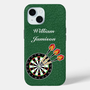 Darts sport with Dartboard and Darts personalize iPhone 15 Case