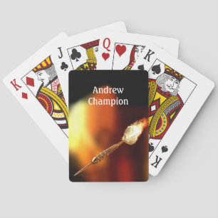 Darts Sport with Flaming Dart personalize Playing Cards