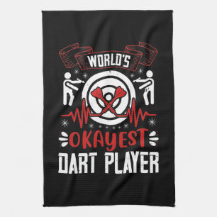Darts - World's Okayest Dart Player Kitchen Towel