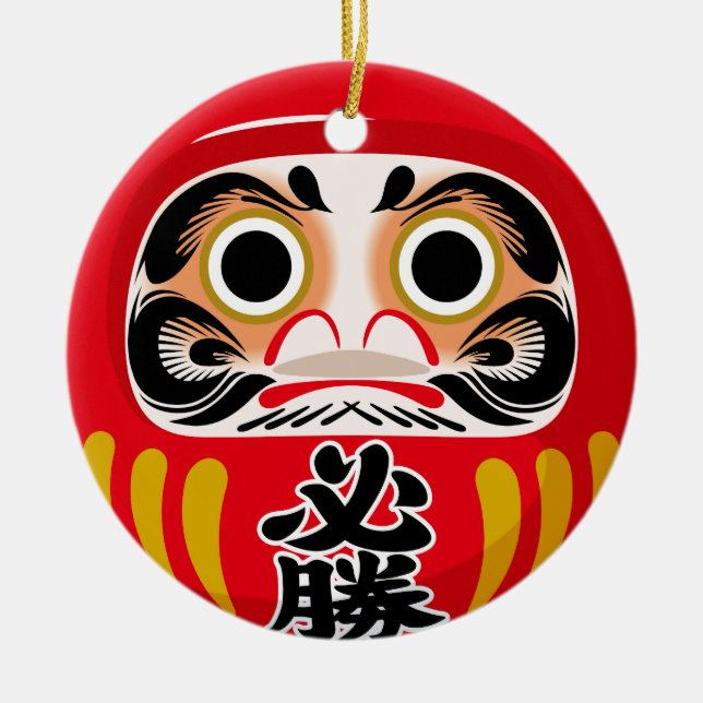 Daruma doll (traditional Japanese good luck charm) Ceramic Ornament (Front)