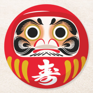 Daruma doll (traditional Japanese good luck charm) Round Paper Coaster