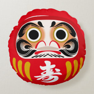 Daruma doll (traditional Japanese good luck charm) Round Pillow