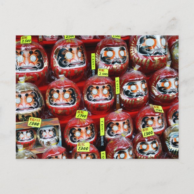 Daruma Good Luck Dolls of Japan Postcard (Front)