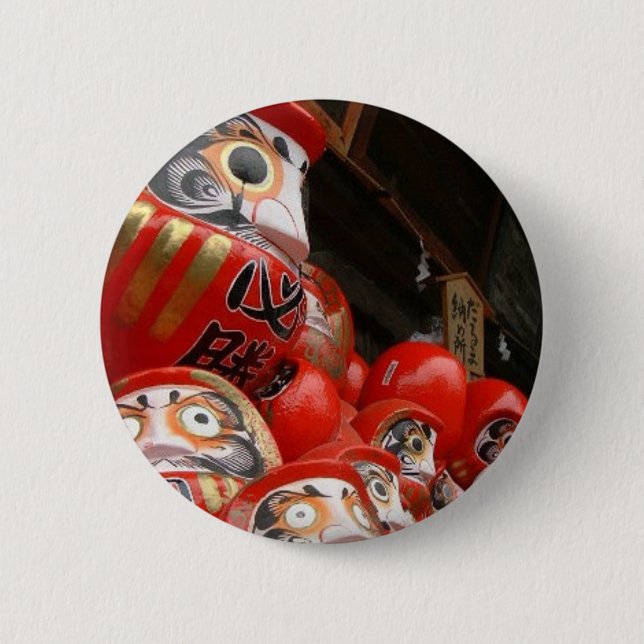 Daruma San Japanese Good Luck Dolls 2 Inch Round Button (Front)