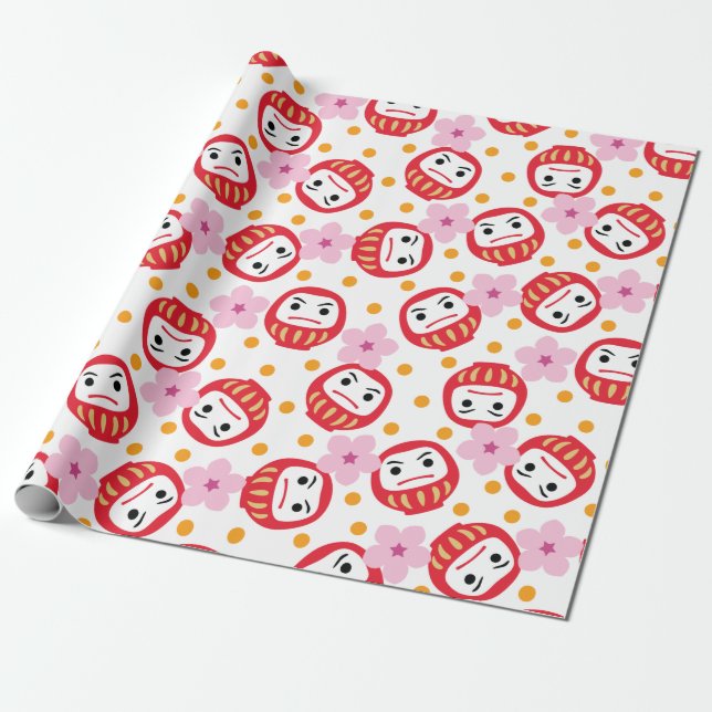 Daruma Wrapping Paper (Unrolled)