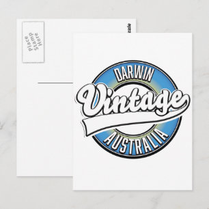 Darwin australia Vintage logo Postcard