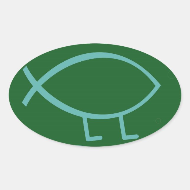 Darwin Fish (green & blue, larger) Stickers (Front)