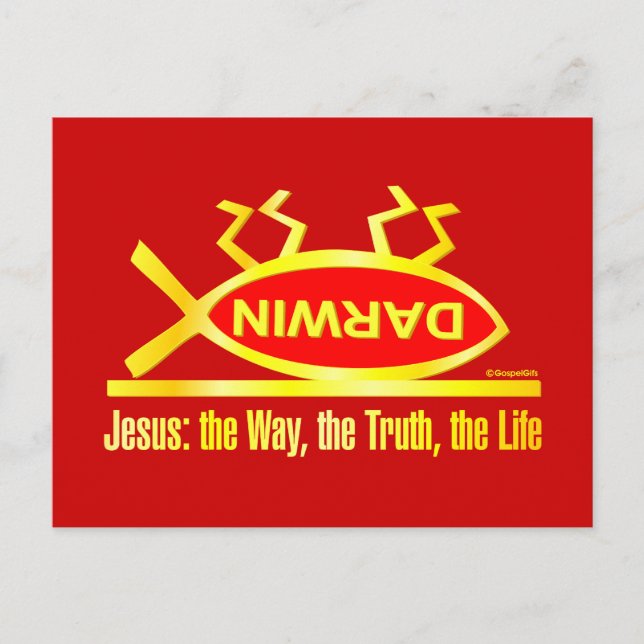 Darwin is Dead Postcard (Front)