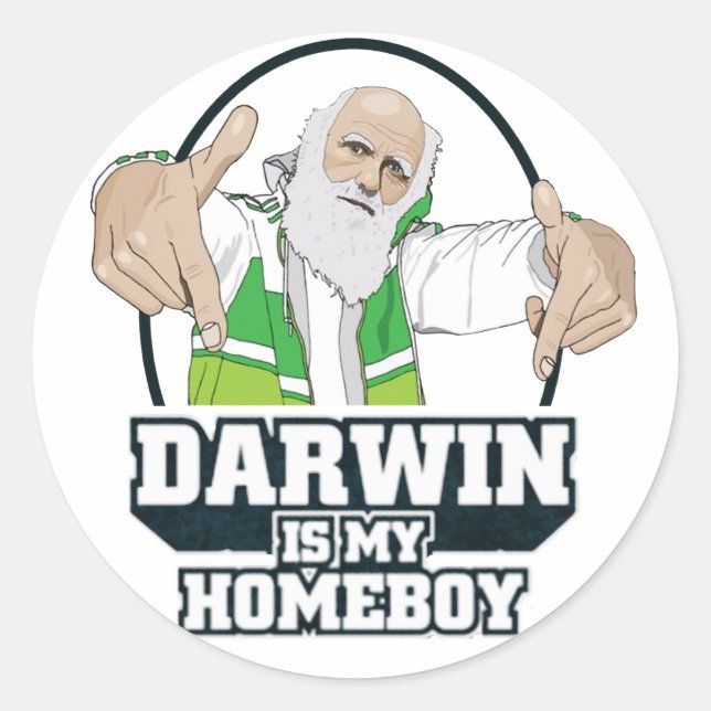 Darwin Is My Homeboy (Full Colour) Classic Round Sticker (Front)