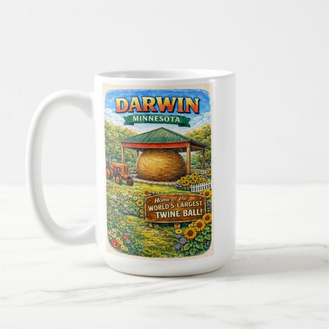 Darwin, MN Minnesota Ball of Twine Coffee Mug (Left)