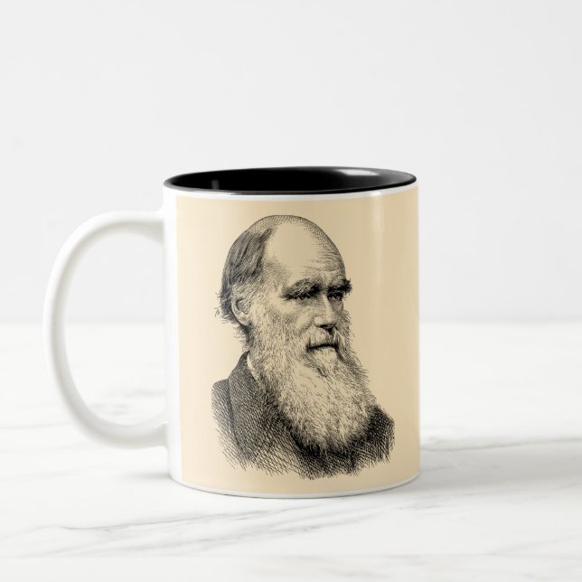 Darwin Portrait Evolution/ Charles Darwin Two-Tone Coffee Mug (Left)