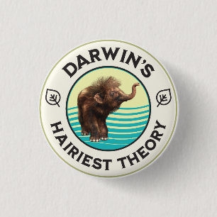 Darwin’s Hairiest Theory Cute Woolly Mammoth  1 Inch Round Button